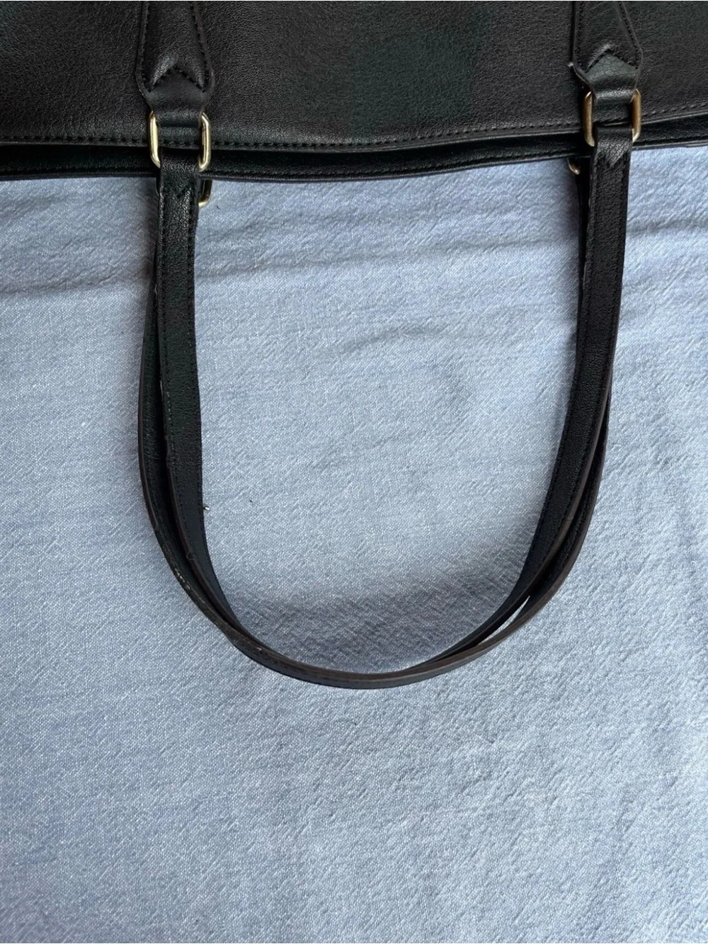 Liz Claiborne “Jessica” Black Leather Shoulder Tote with Gold Hardware